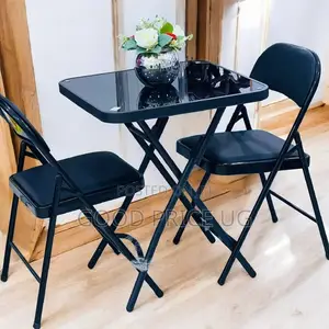 Modern Black Foldable Table and Chair Set