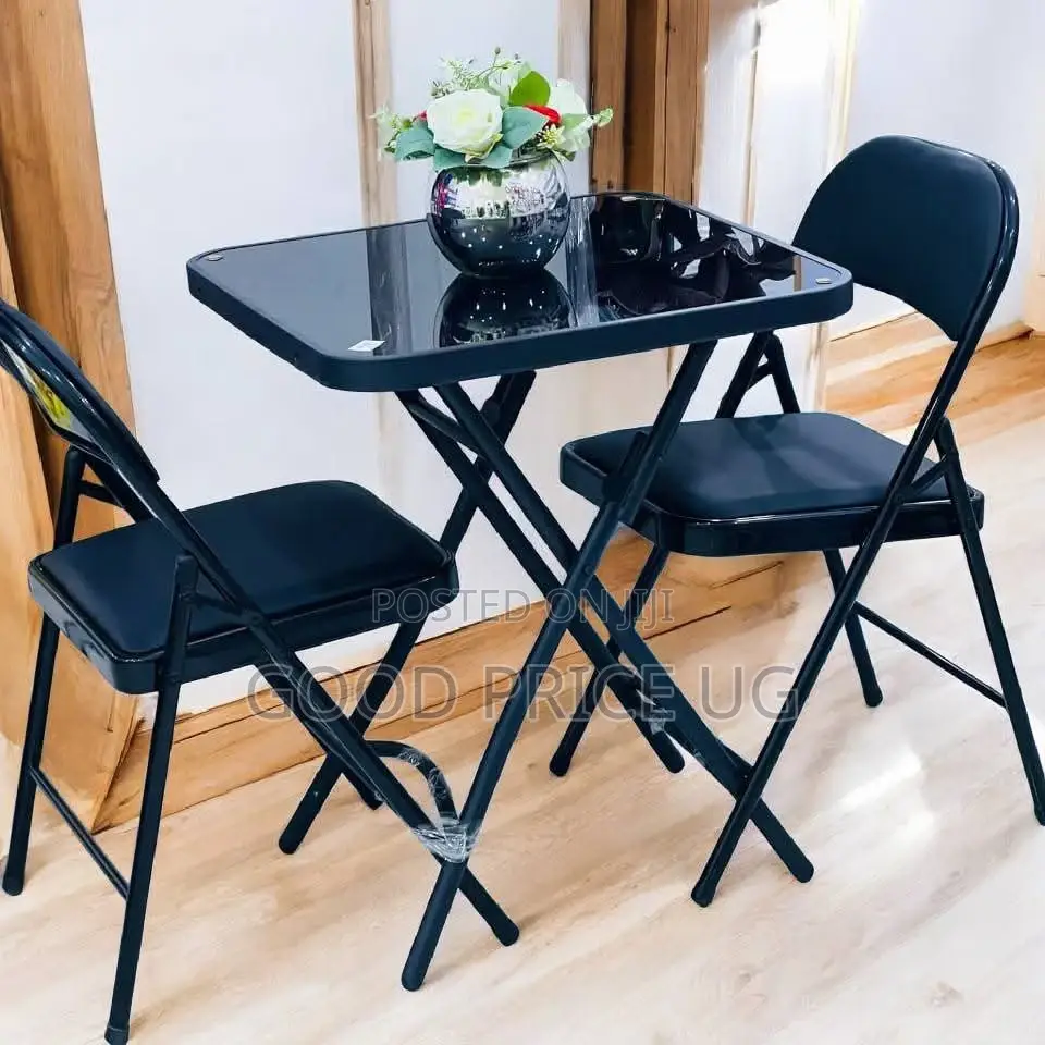 Modern Black Foldable Table and Chair Set