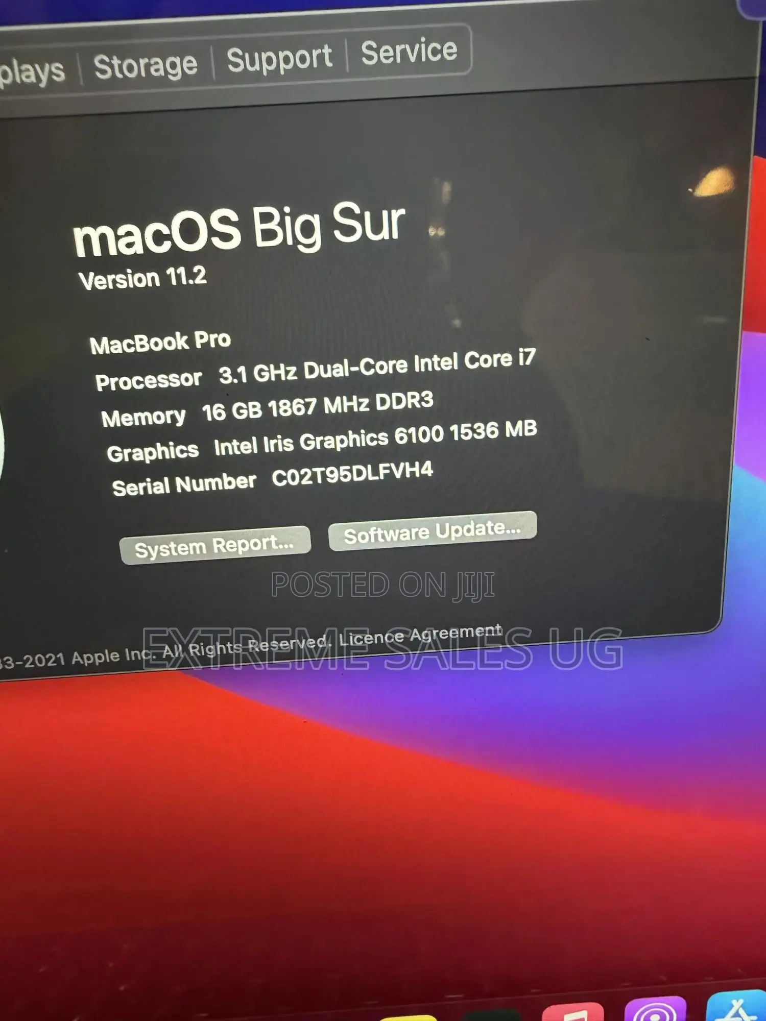Laptop Apple MacBook Pro 2015 16GB Intel Core i7 SSD 128GB