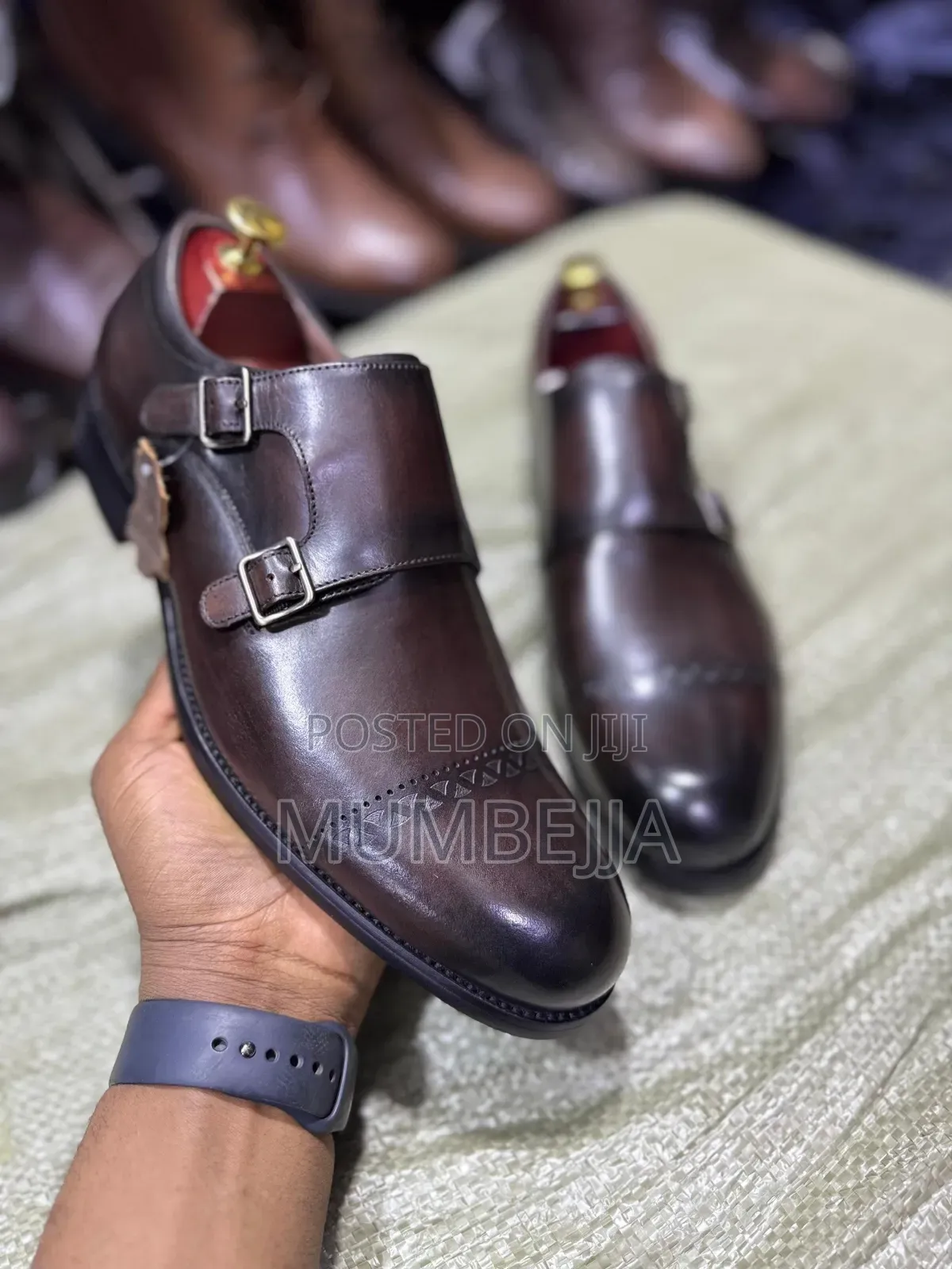 Double Monk Strap Leather Shoes