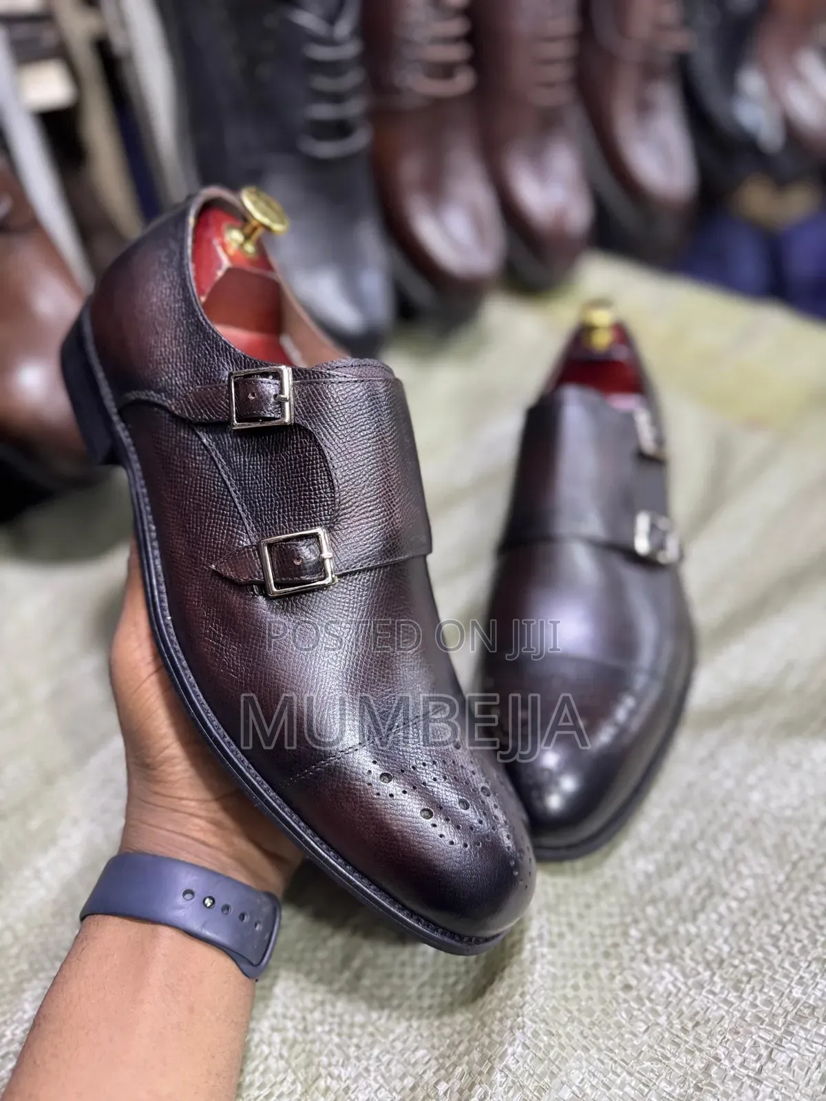 Double Monk Strap Leather Shoes