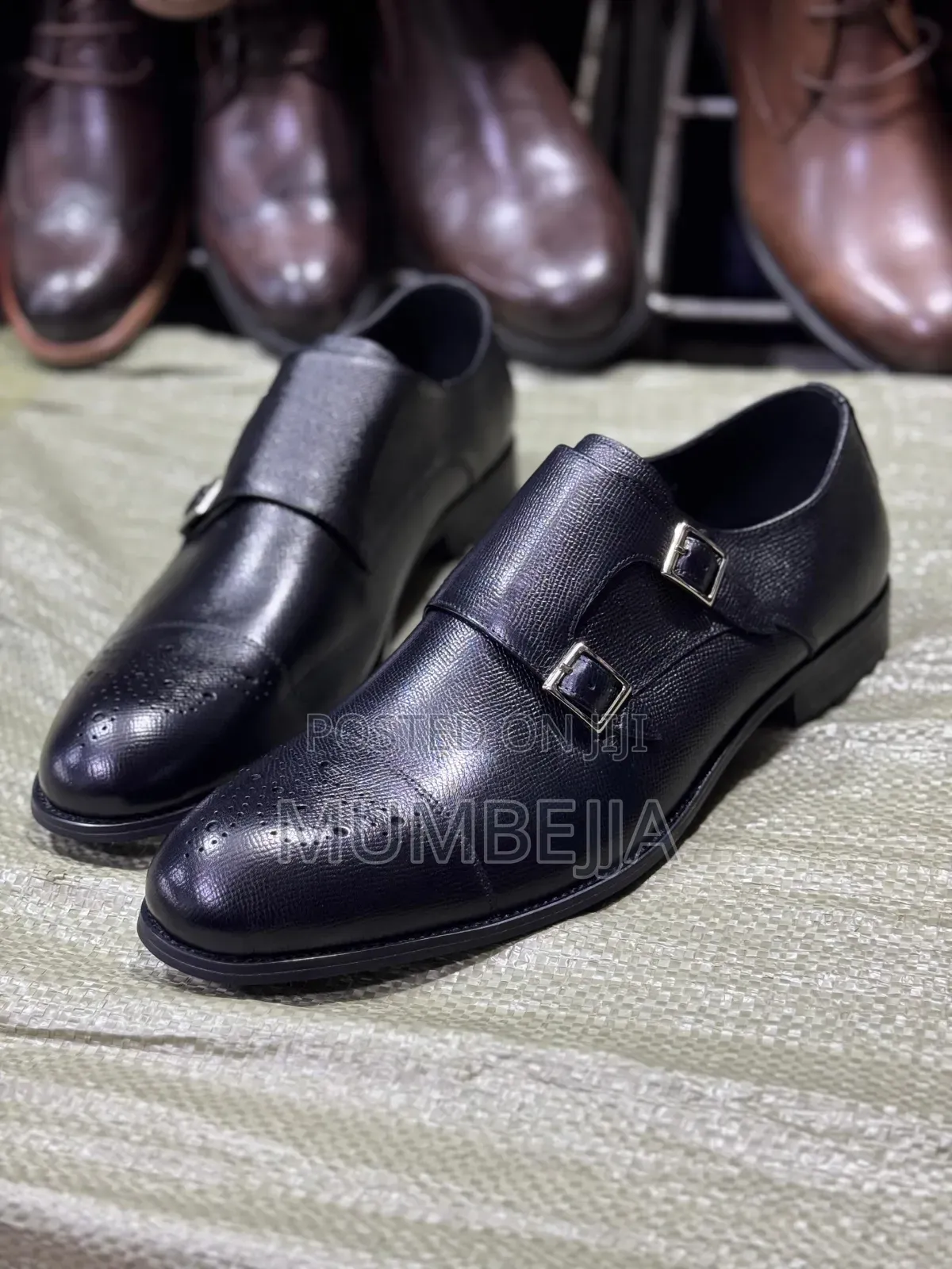 Double Monk Strap Leather Shoes