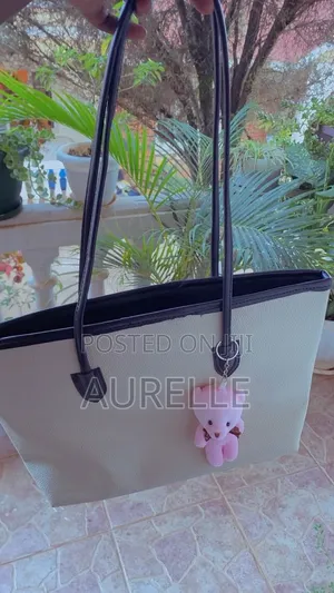 Leather Tote Bags in Cream and Black