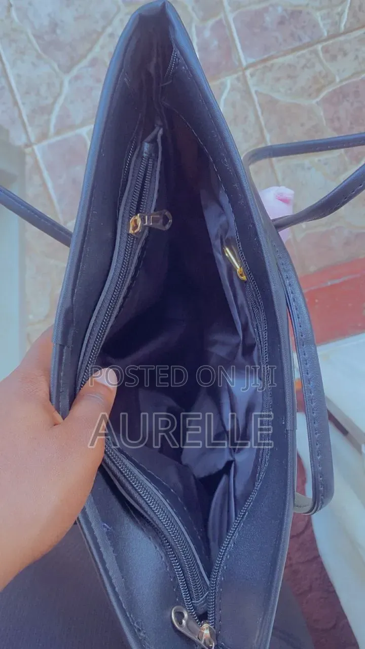 Leather Tote Bags in Cream and Black