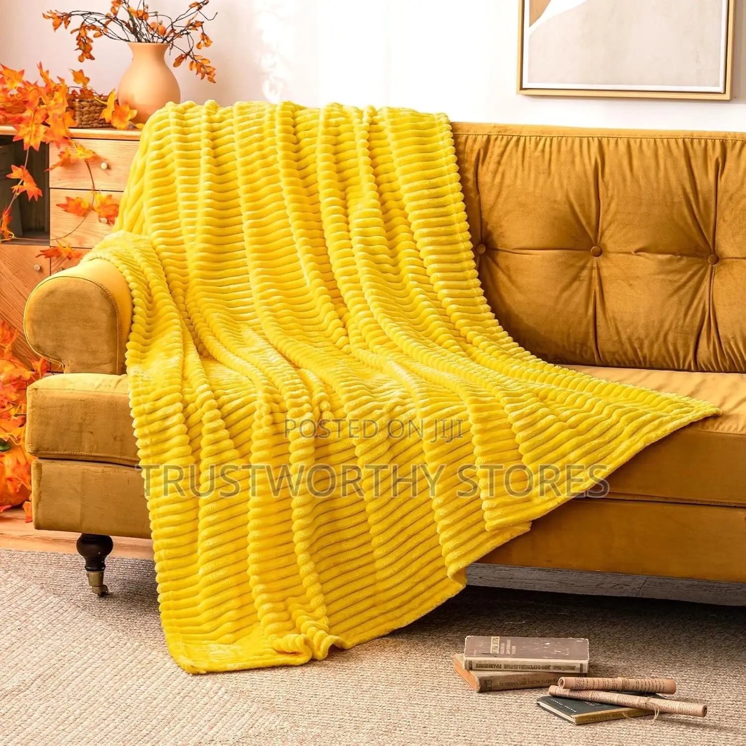 Mustard Yellow Single Soft Blanket 5by6 and 6by6