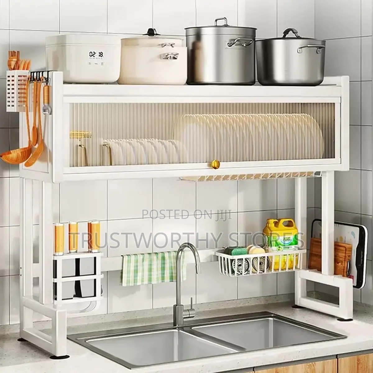 White Over the Sink Dish Rack - Large Capacity