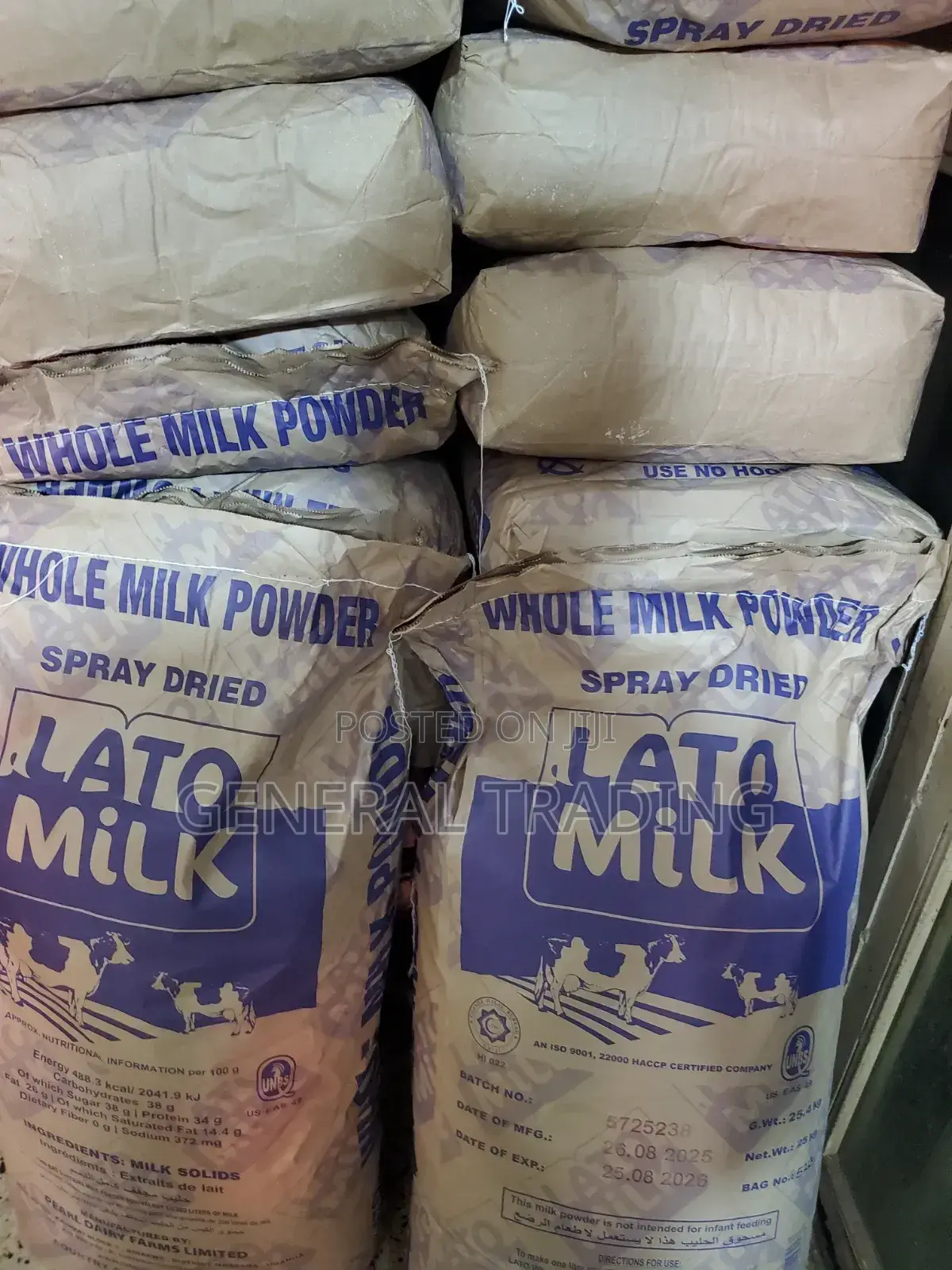 Lato Milk Powder 25kgs at 410,000shs Per Bag