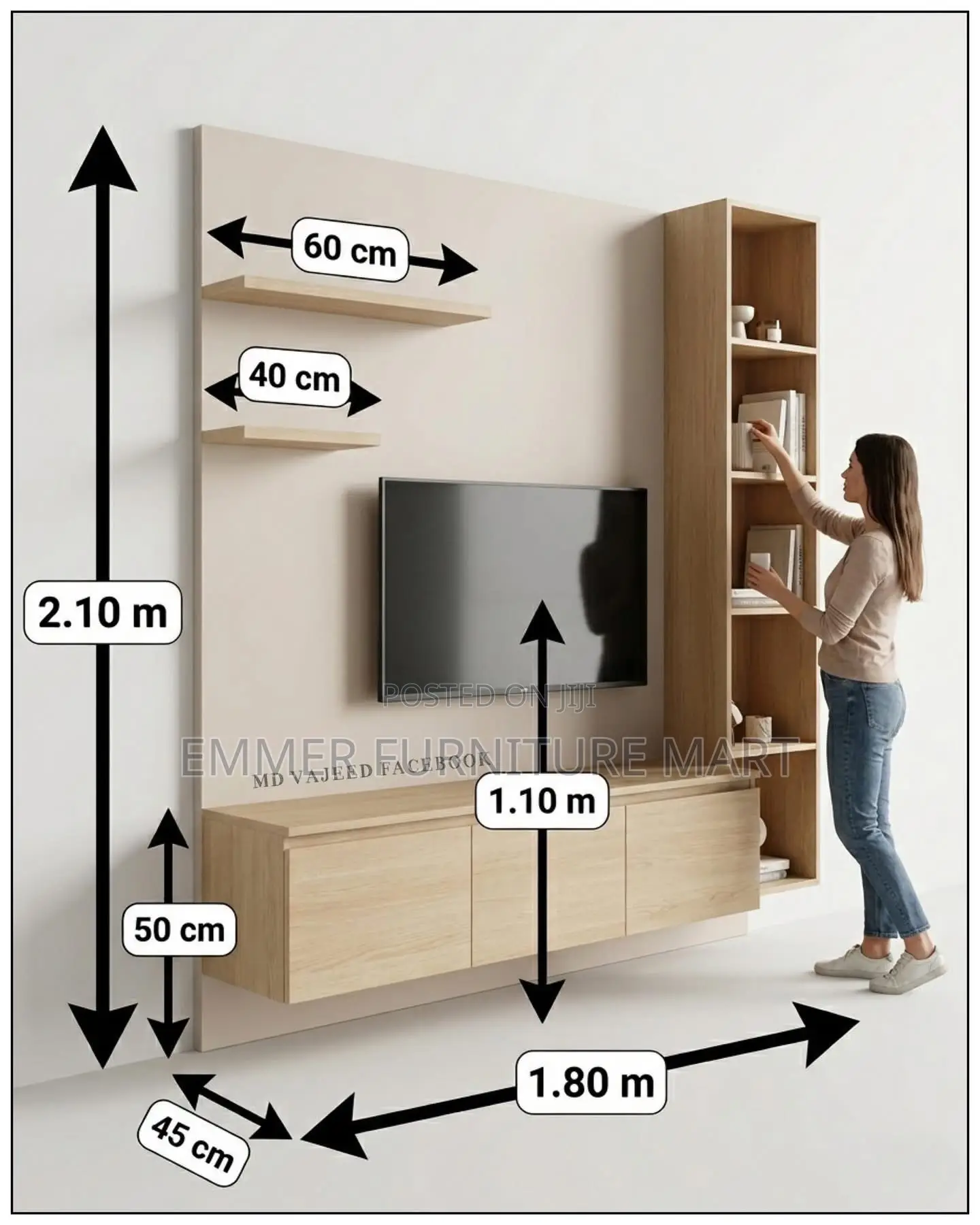 Wall Unit Tv Stand in 5 Feet Width