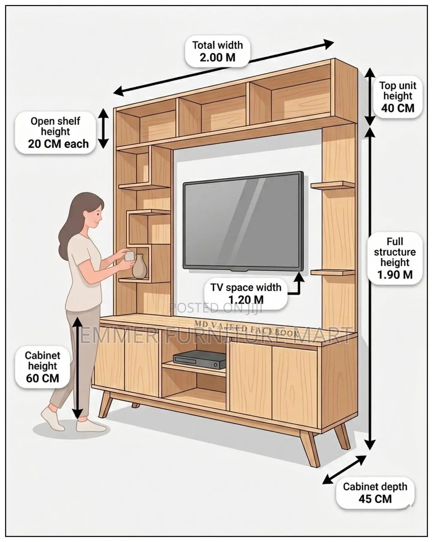 Wall Unit Tv Stand in 5 Feet Width