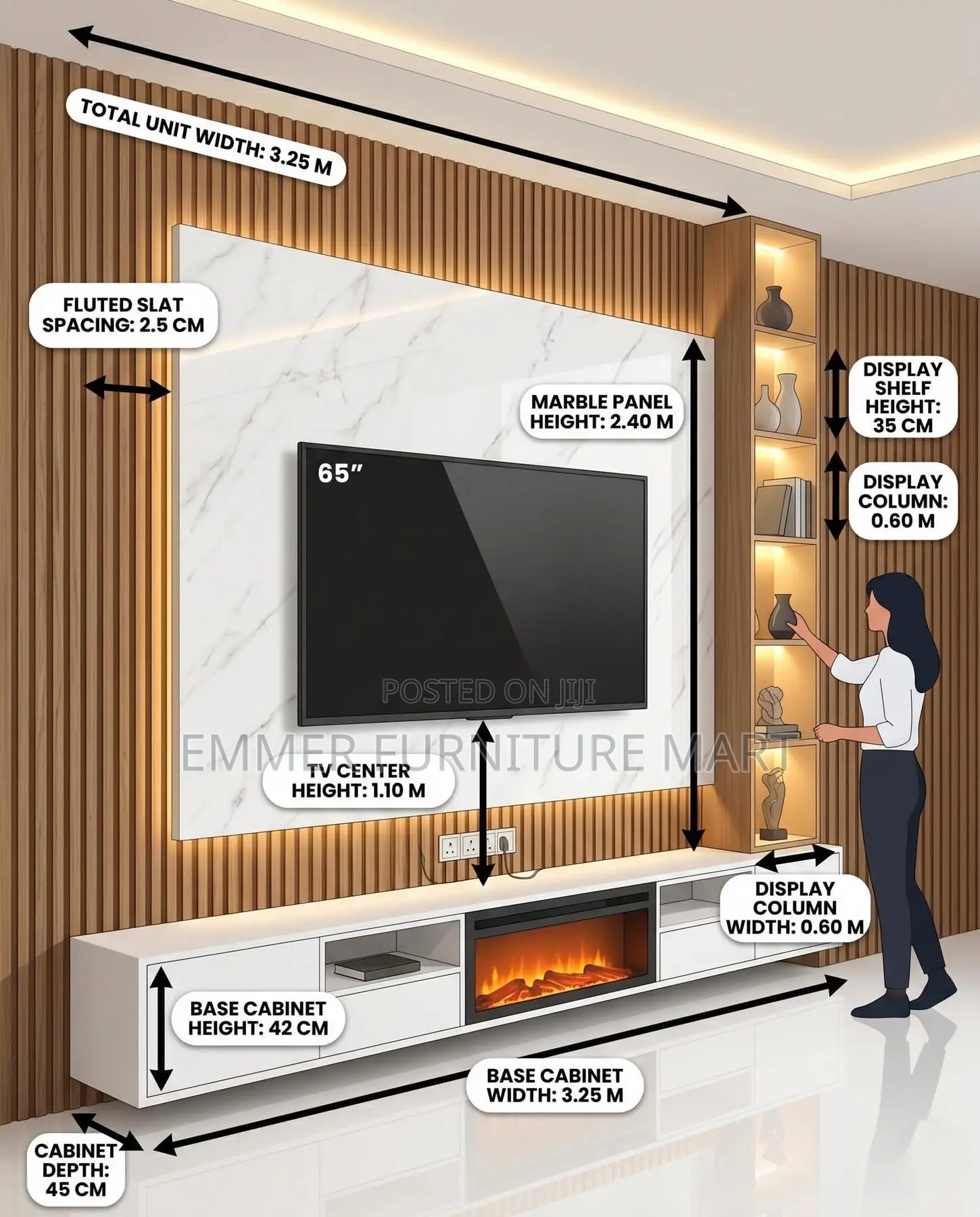 Wall Unit Tv Stand in 5 Feet Width