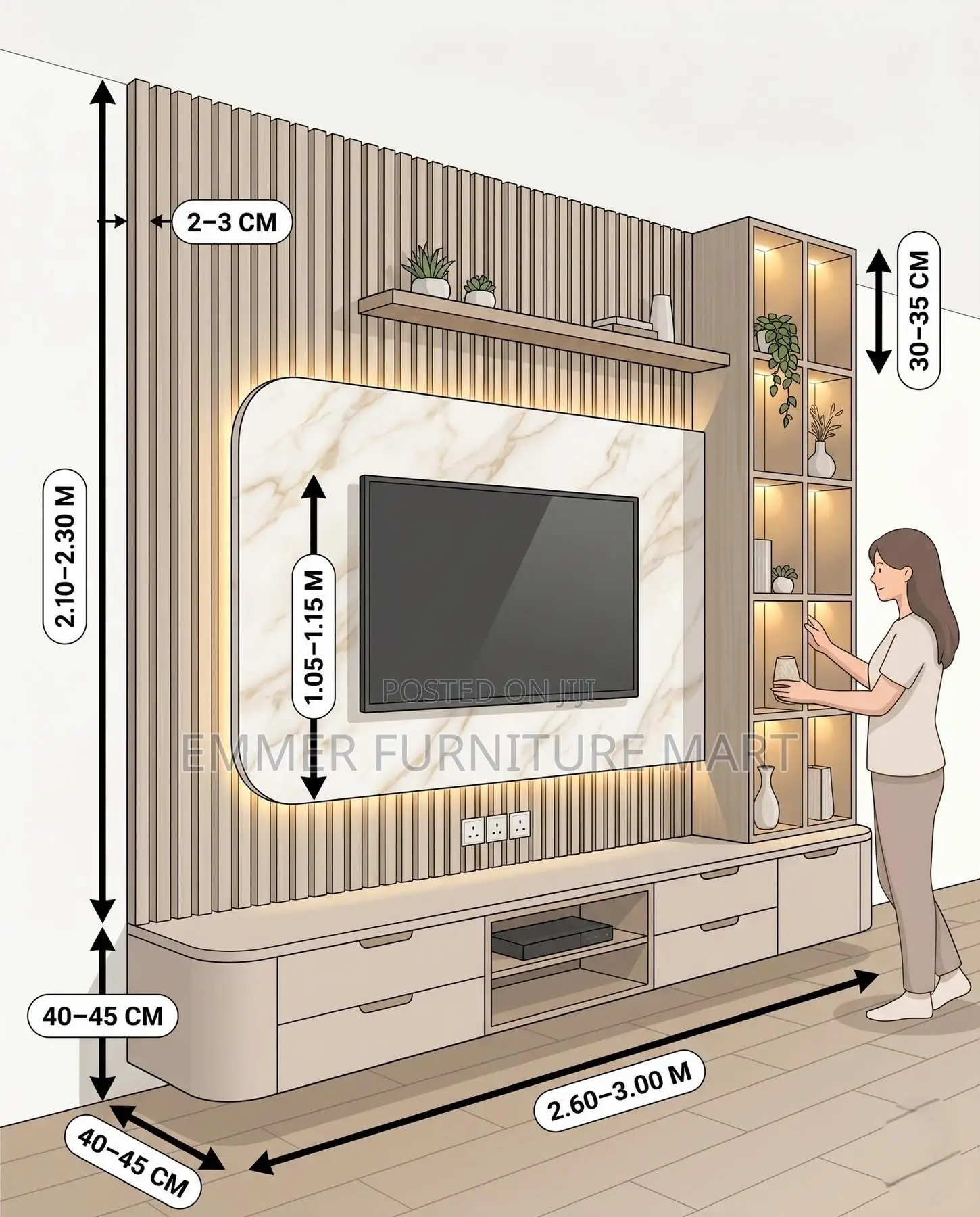 Wall Unit Tv Stand in 5 Feet Width