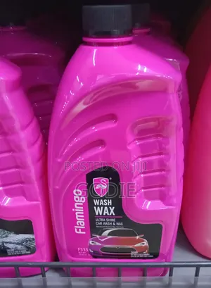 2-Liter Bottle of Flamingo Wash Wax Car Shampoo.