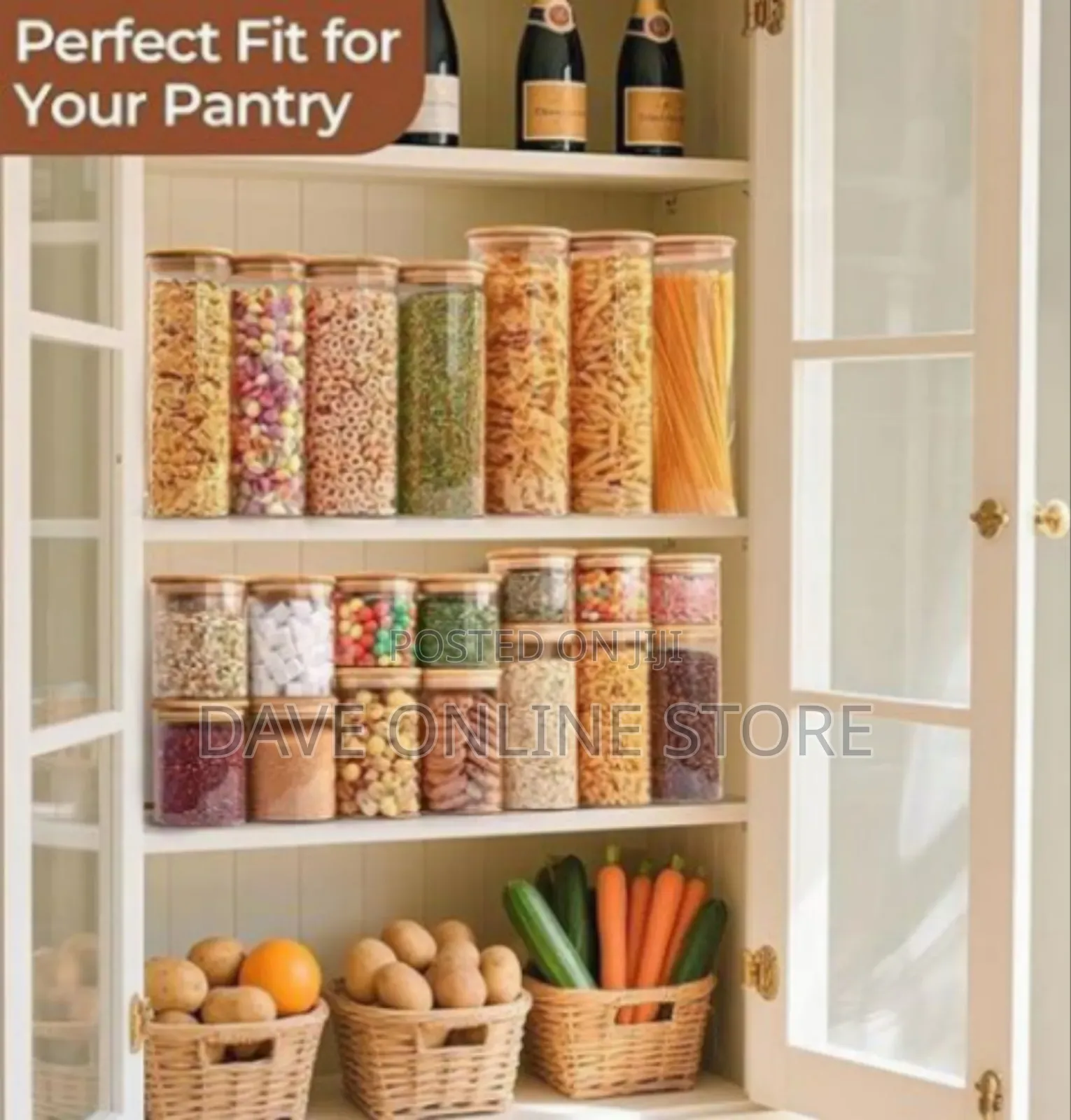Premium Clear Glass Food Storage Canisters With Airtight Bamboo Lids