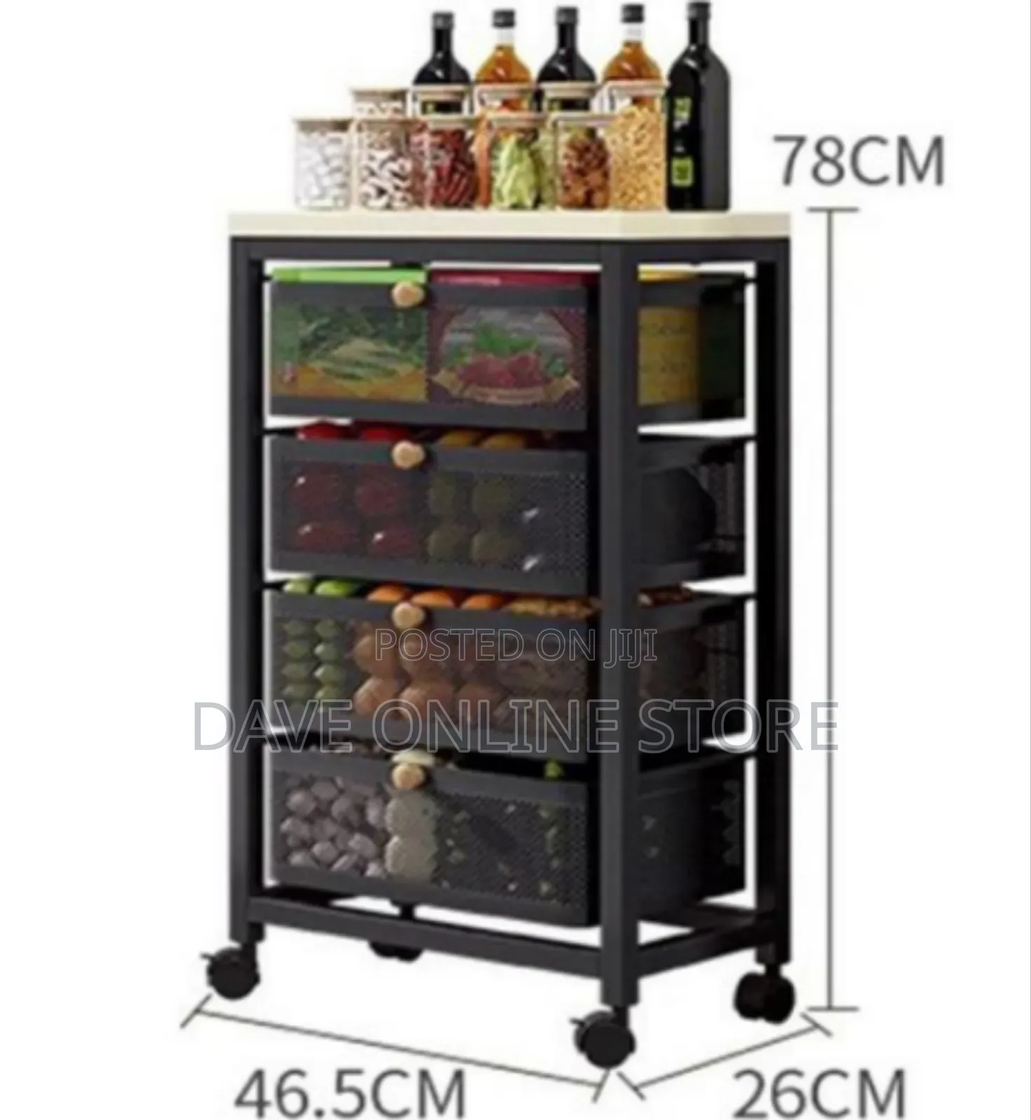 Stylish Functional 5-Drawer Rolling Mesh Storage Cart .