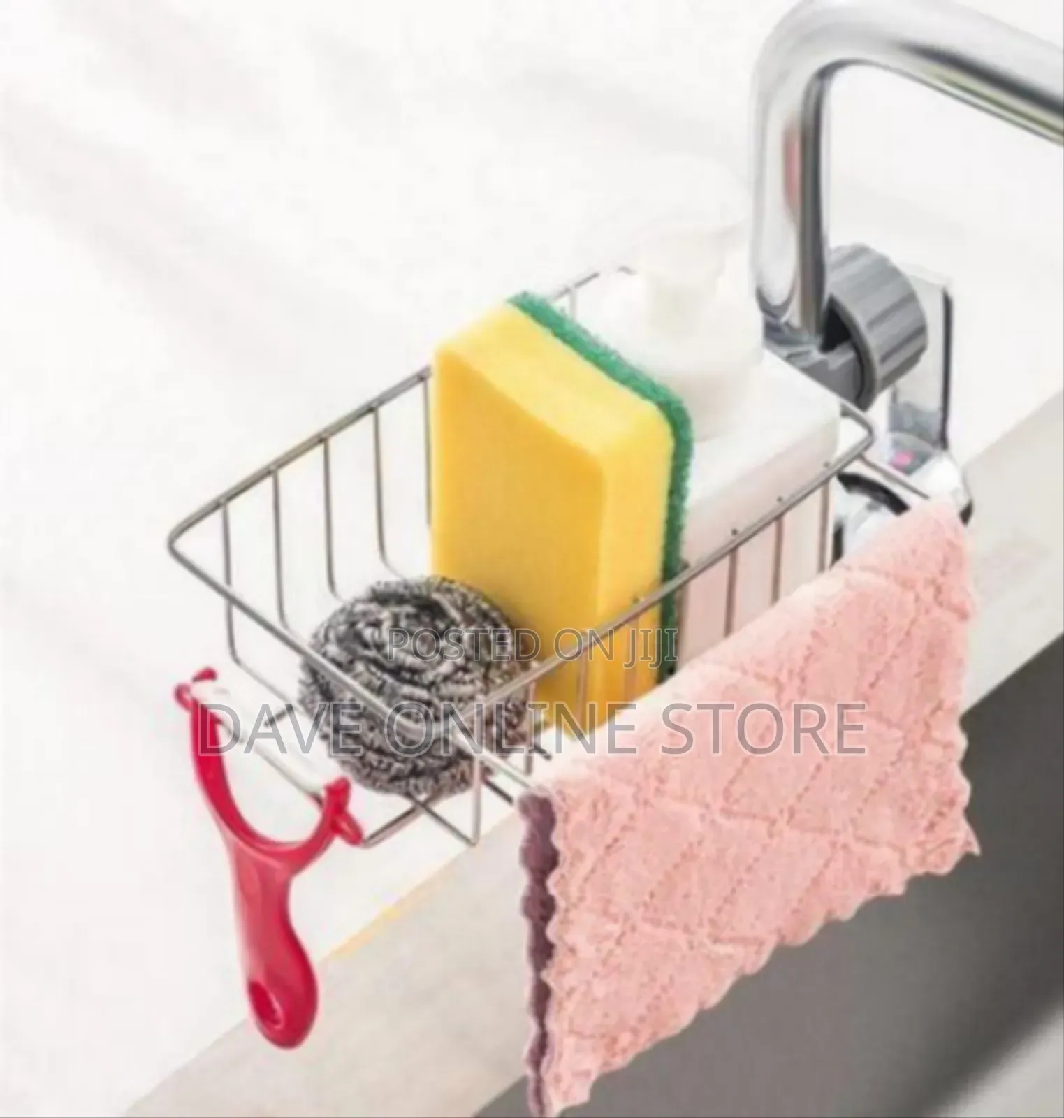 Space-Saving Faucet-Mounted Stainless Steel Sink Caddy