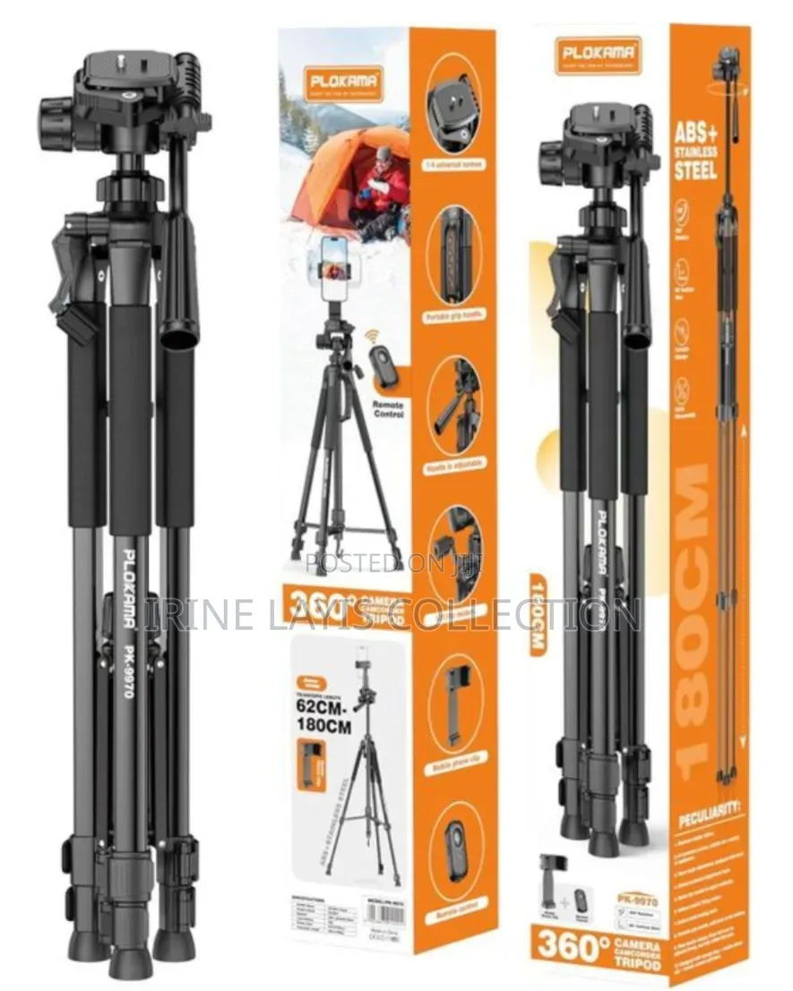 Plokama Pk-9970 Black Tripod for Cameras and Smartphones.