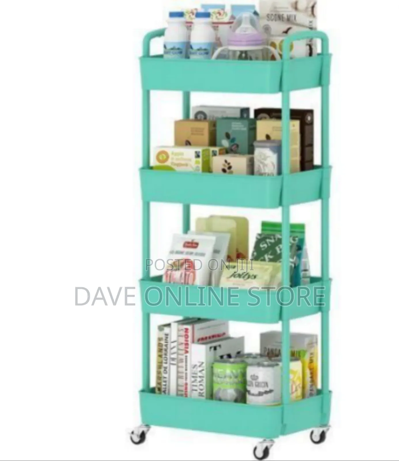 4-Layer Black Movable Utility Storage Cart