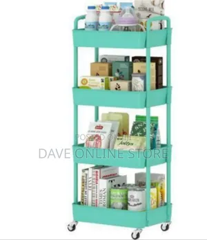 4-Layer Black Movable Utility Storage Cart