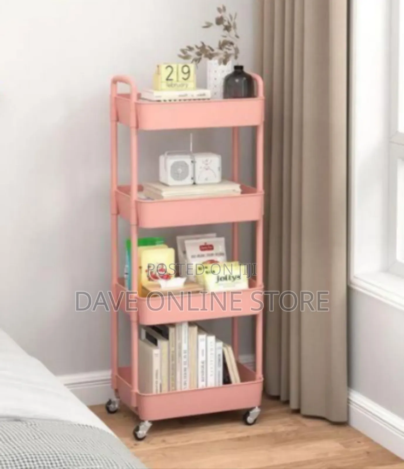 4-Layer Black Movable Utility Storage Cart