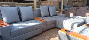 L Shaped Sofa/L Shaped Sofa/ Sofas Set/With Middle Cup Holder/ Gray