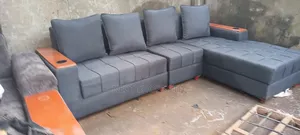 Gray L Shaped Sofas Set/ Luxury L Shaped Sofa/Sofa Set/Cup Holder/Ss01