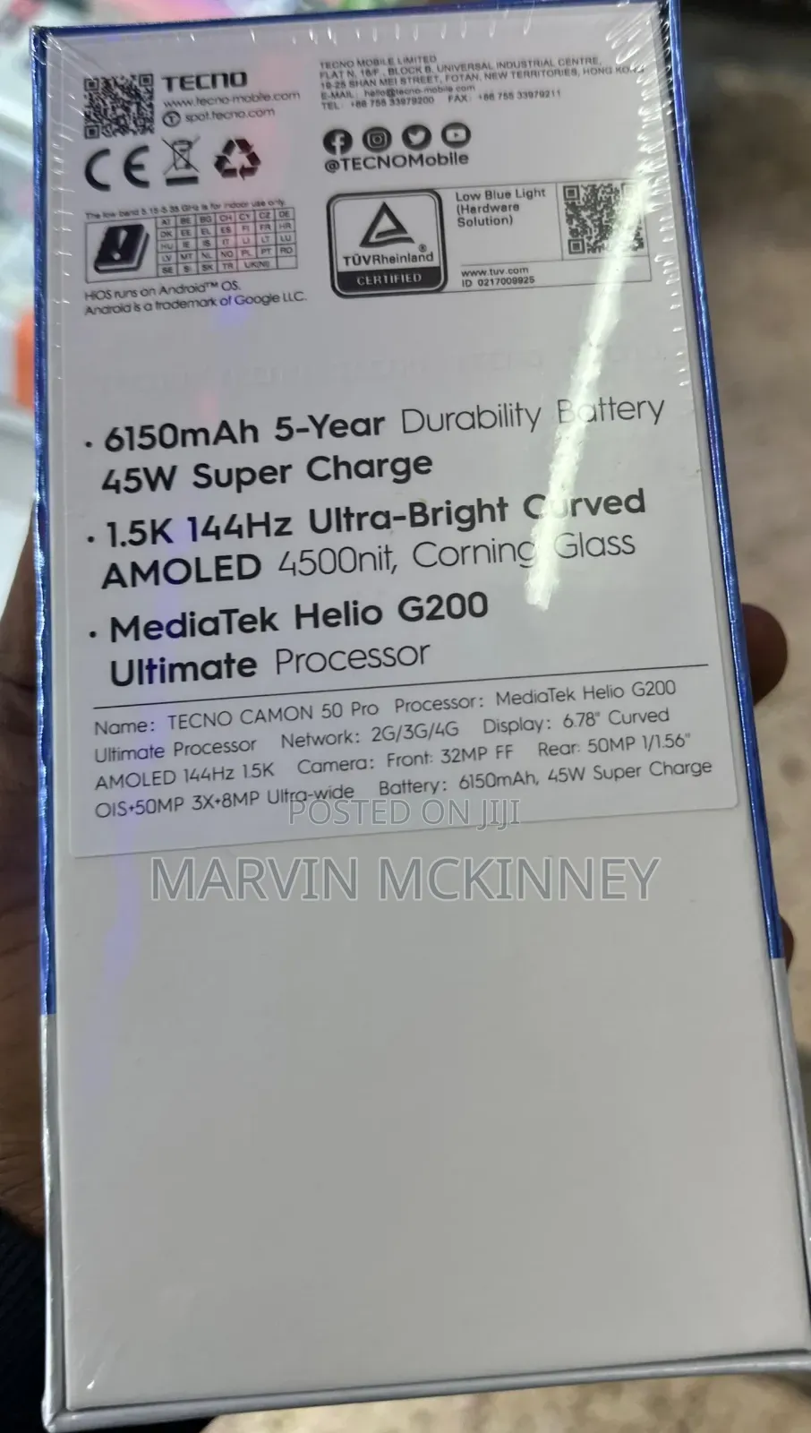 New Tecno Camon 50 Pro 256 GB Blue