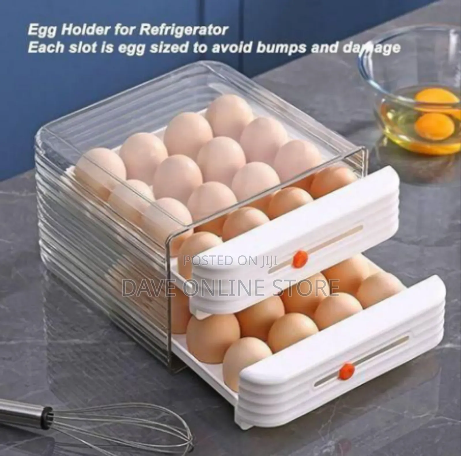 Space-Saving Stackable Refrigerator Egg Dispenser With Drawers