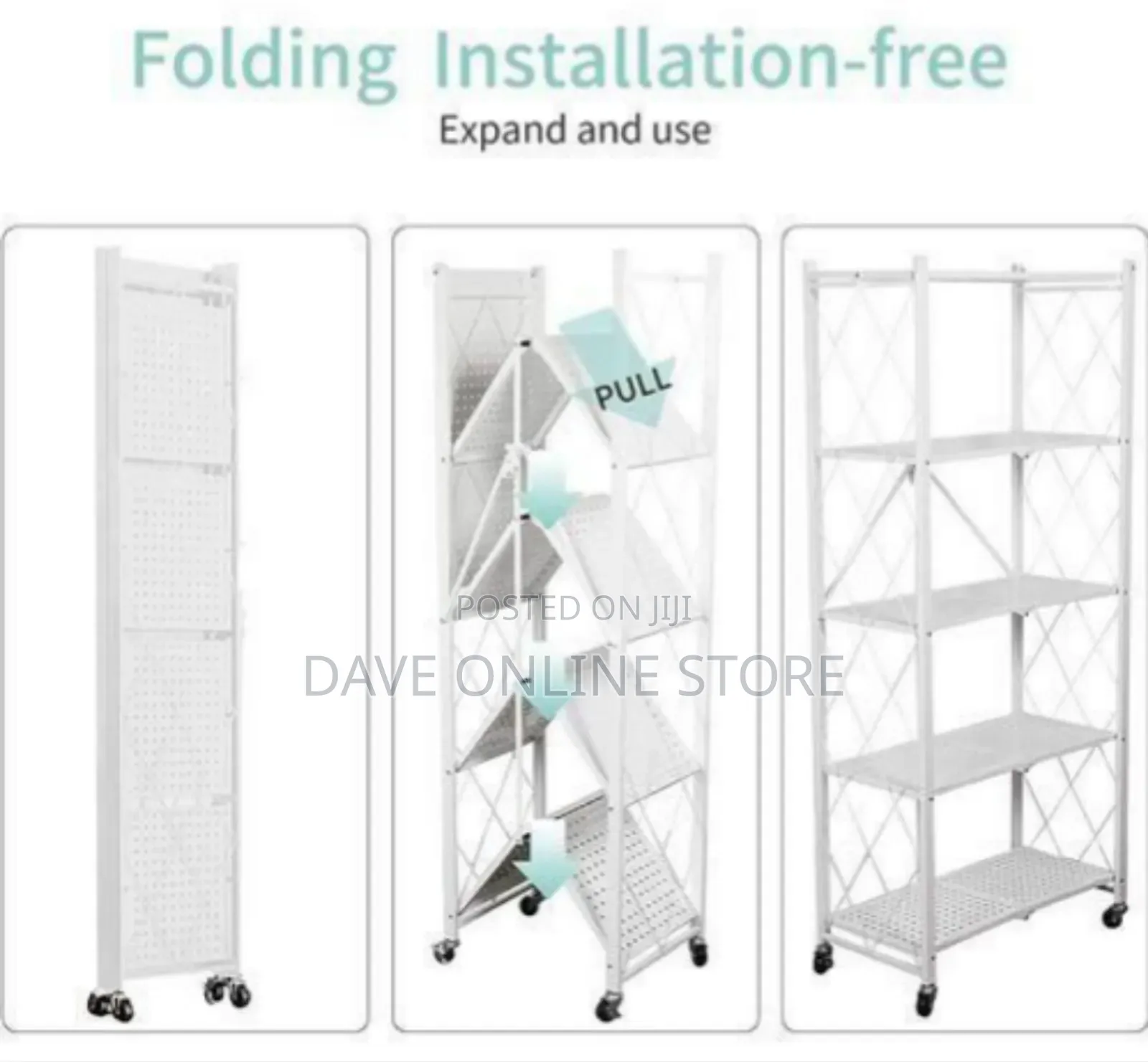 Versatile Foldable Rolling Storage Shelf