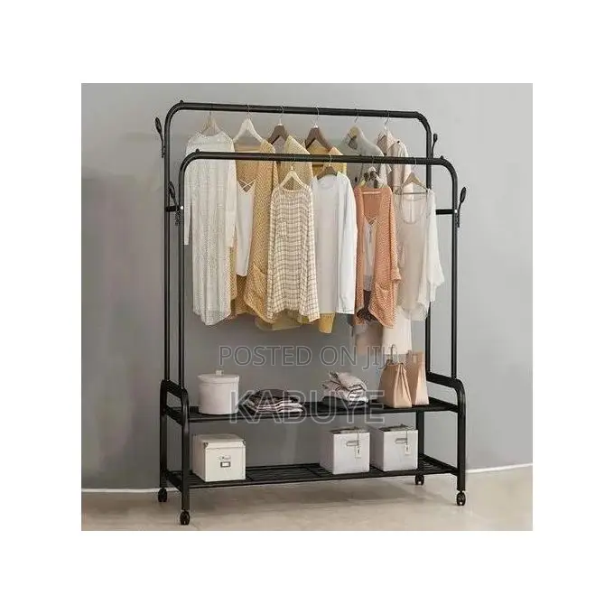 Multipurpose Double Rod Clothes Hanger Rack