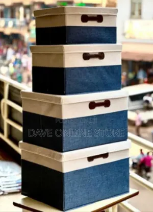 Set of 4 Collapsible Fabric Storage Boxes With Lids
