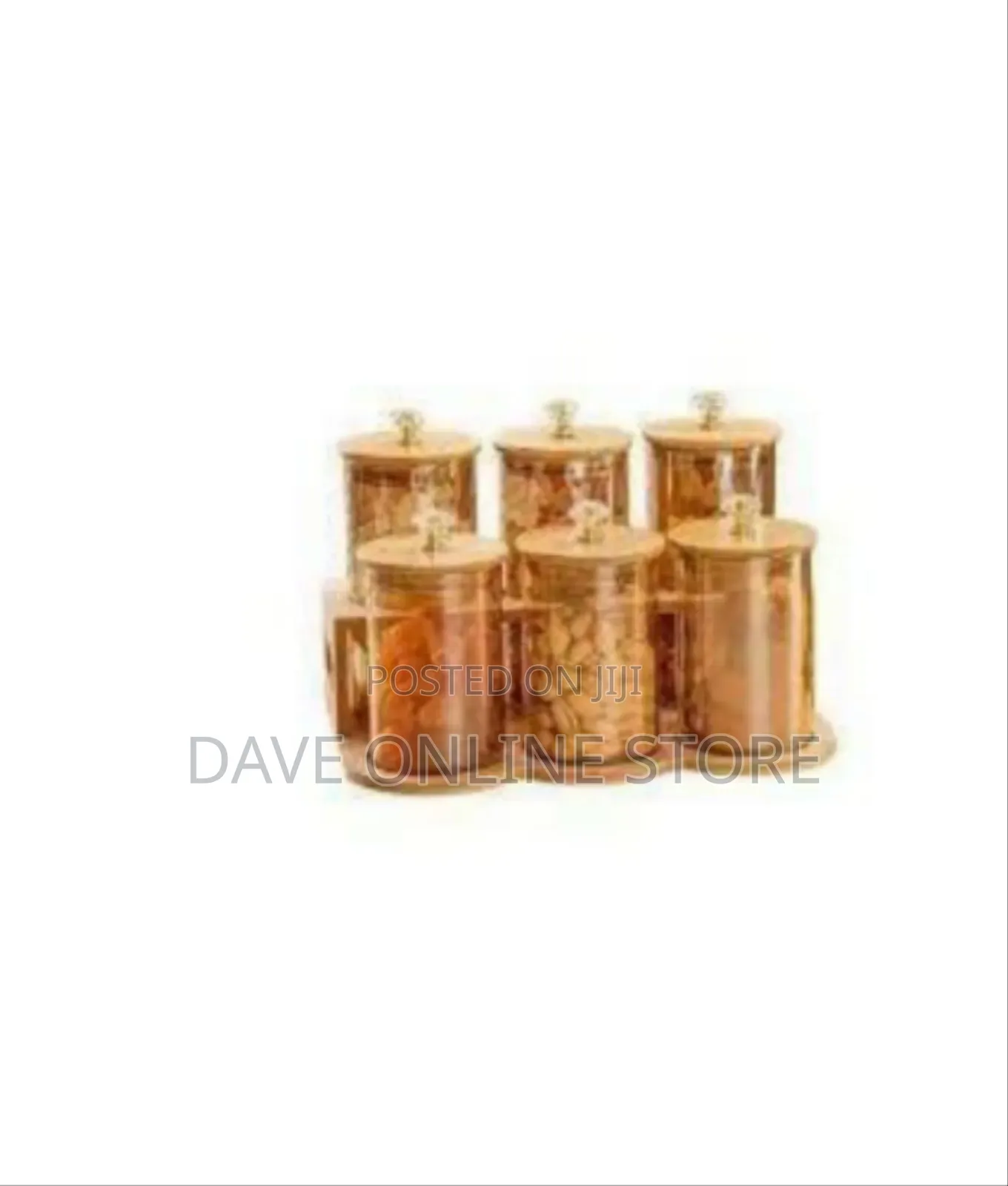 Elegant Six-Piece Diamond Glass Storage Canister Set With Bamboo