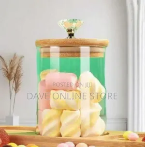 Elegant Three-Piece Diamond-Top Glass Storage Set With Bamboo Stand