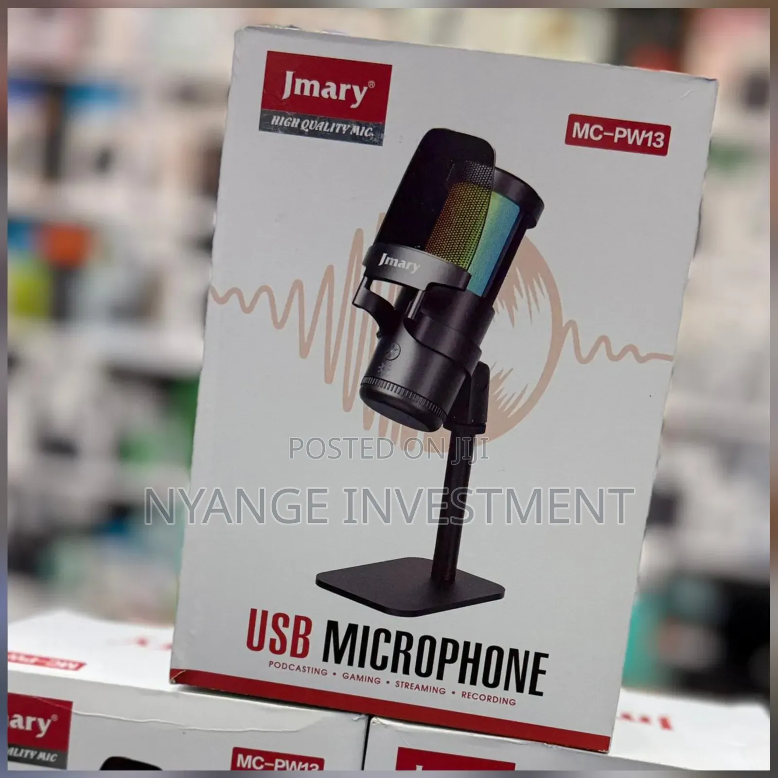 Jmary Mc-Pw13 Usb Microphone Featuring RGB Lighting and Desktop Stand