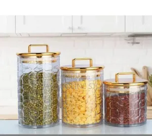 Set of 3 Decorative Glass Storage