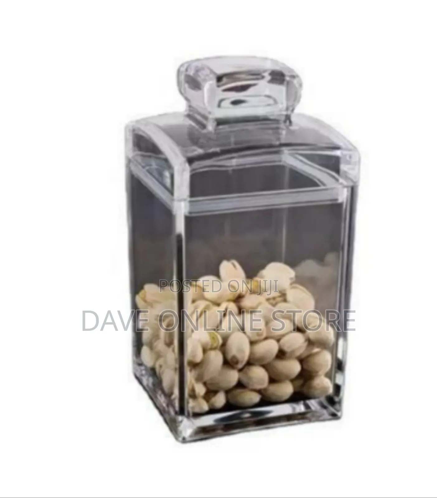 Elegant Square Acrylic Storage Jar With Decorative Lid - Clear