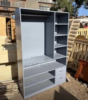 Tall Grey Open Wardrobe