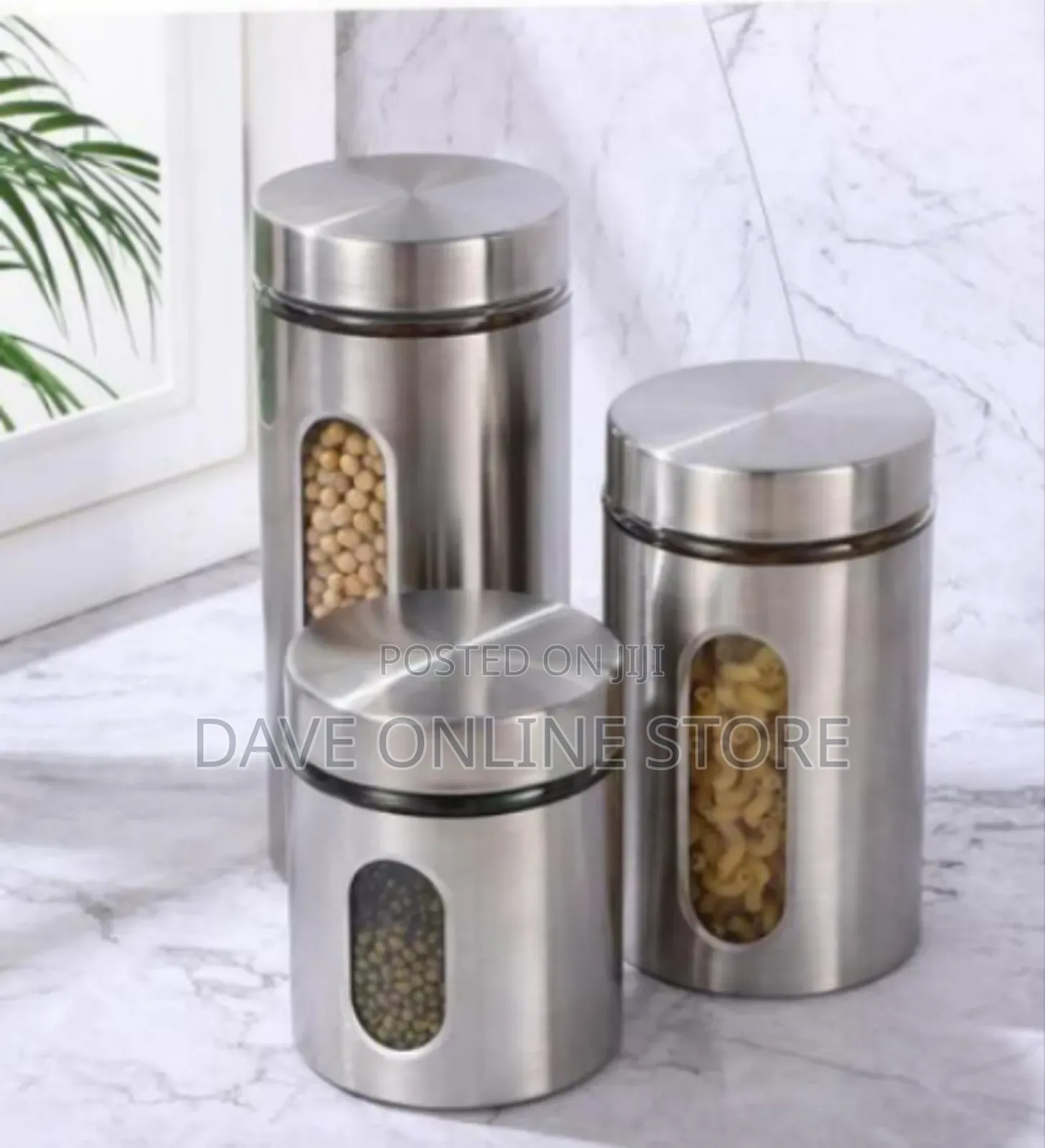 Stainless Steel Kitchen Canister Set With Viewing