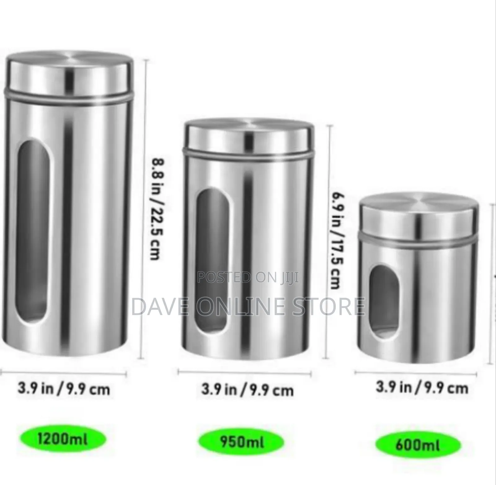 Stainless Steel Kitchen Canister Set With Viewing