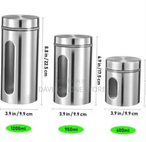 Stainless Steel Kitchen Canister Set With Viewing