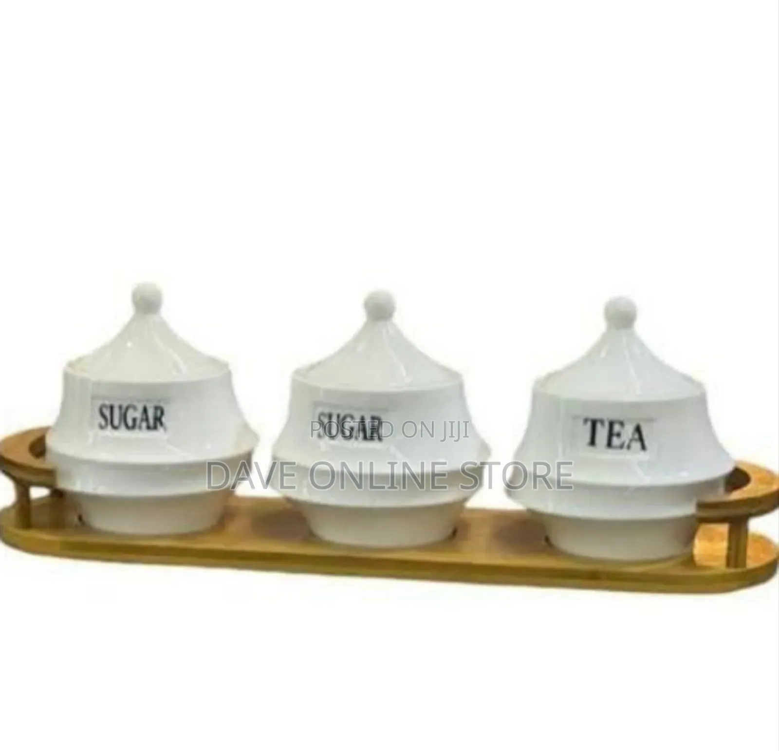 Elegant Ceramic Canister Set With Wooden Stand
