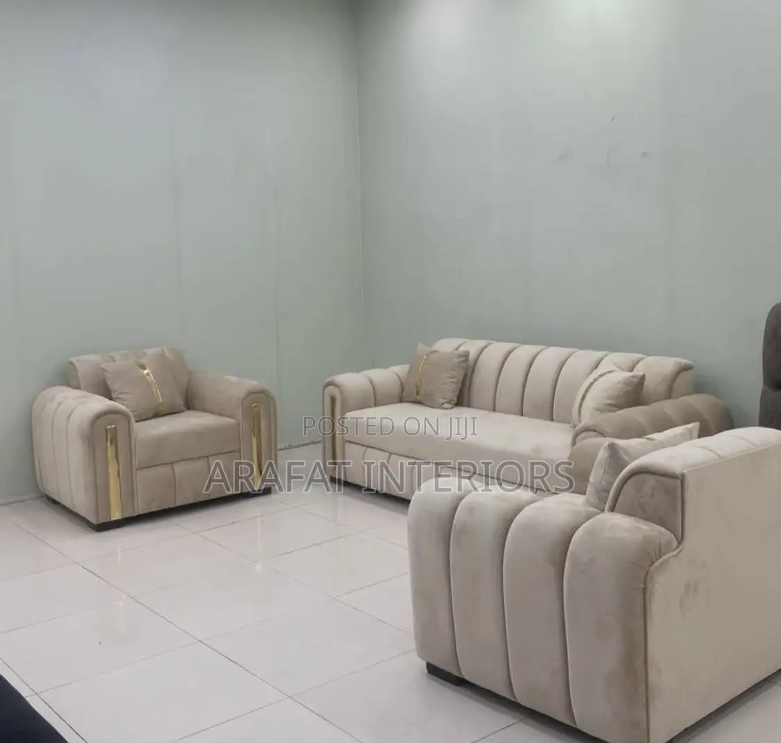 Stunning Beige Channel Tufted Sofa Set