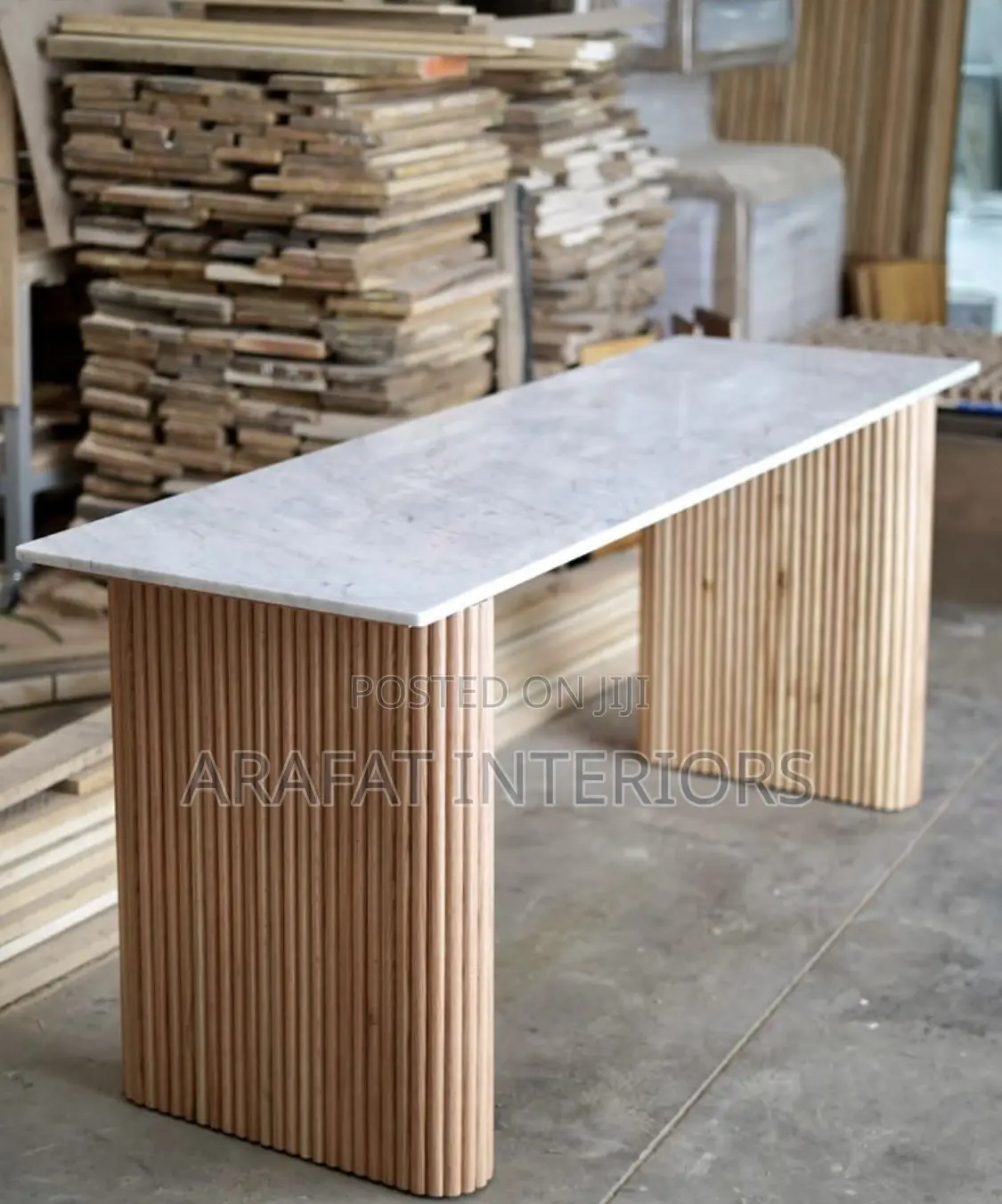 Fluted Marble Console Table