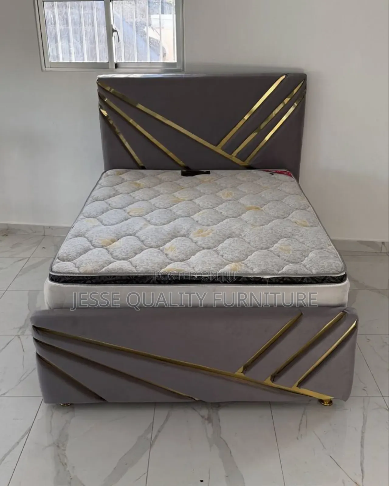 Dark Gray Fabric Bed