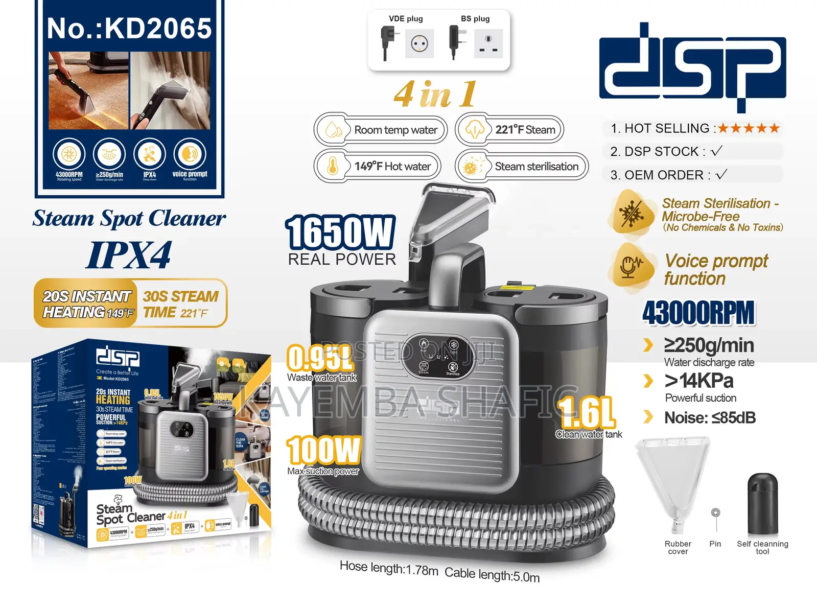 DSP Kd2065 Vacuum Steam Spot Cleaner