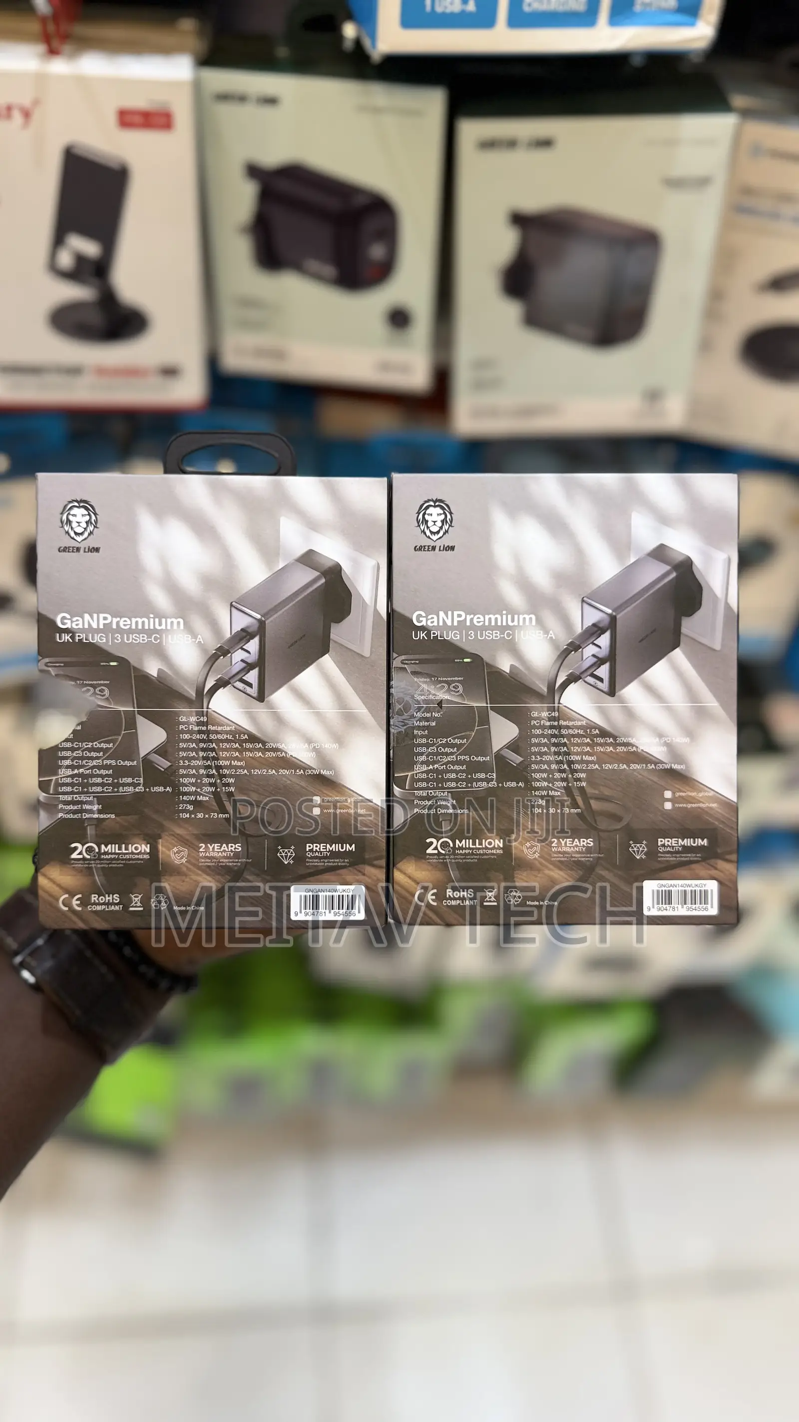 Green Lion 140w Gan Premium 4 Port Uk Plug