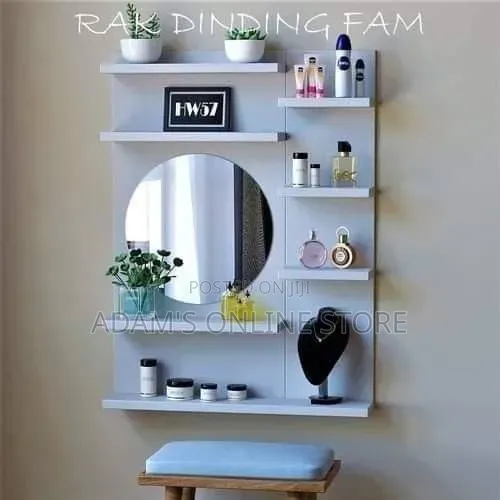 Dressing Mirror White Shelves