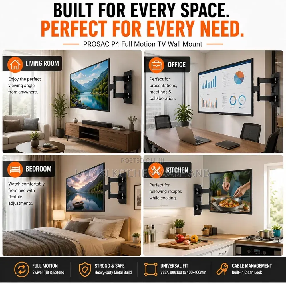Arm Tv Wall Mount For Most 23-65 Inch Tvs, 37 Inch Long Extension Tv