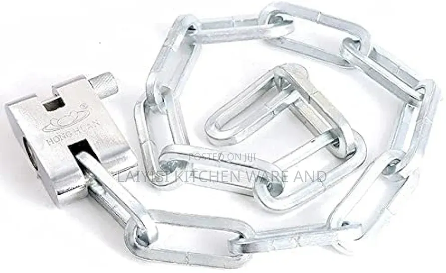 Metal Chain With Lock and Key for Doors and Bicycles