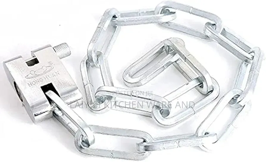 Metal Chain With Lock and Key for Doors and Bicycles