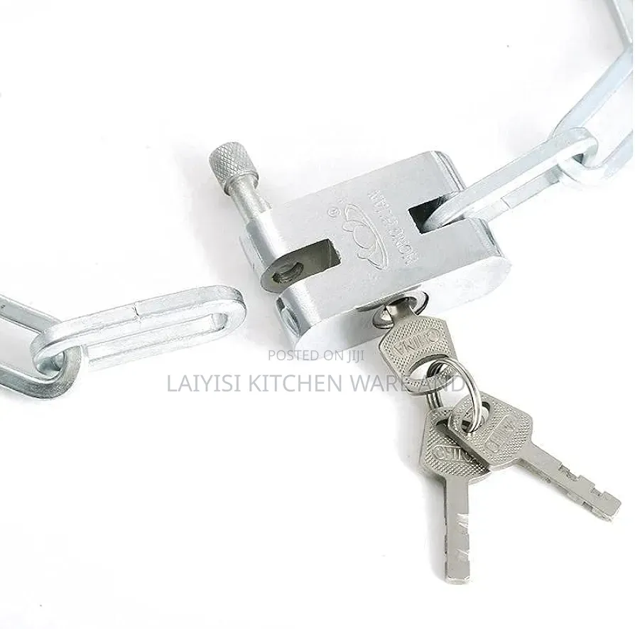 Metal Chain With Lock and Key for Doors and Bicycles